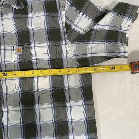 Carhartt Men's Sz M Plaid Button Down Shirt Essential Short Sleeve Farm Western - Picture 8 of 9